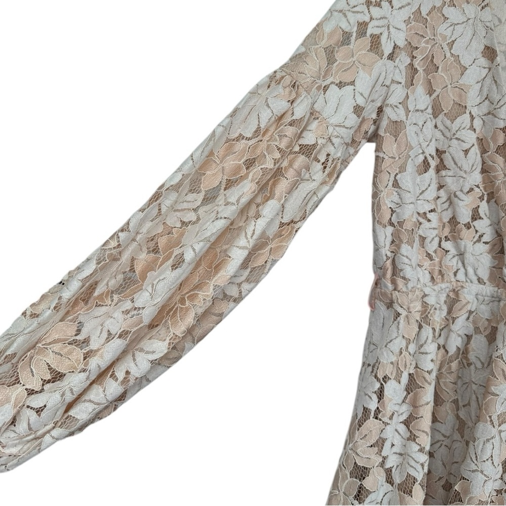Here Comes the Sun Lace Mini Dress size AUS 12/US Large White Mocha Keyhole Back - Picture 7 of 16